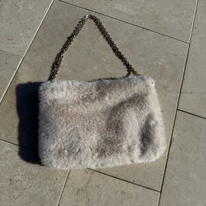 a new day Cream Faux Fur Shoulder Bag with Chain
